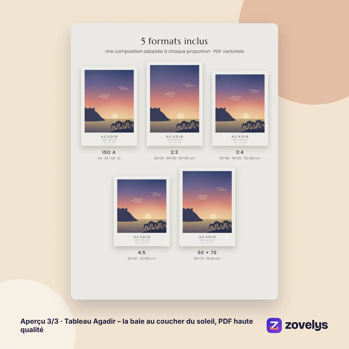 Tableau Agadir – la baie au coucher du soleil, PDF haute qualité – aperçu 3