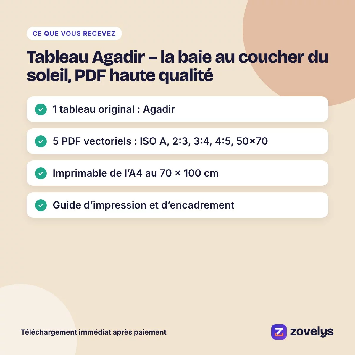 Tableau Agadir – la baie au coucher du soleil, PDF haute qualité – aperçu 4