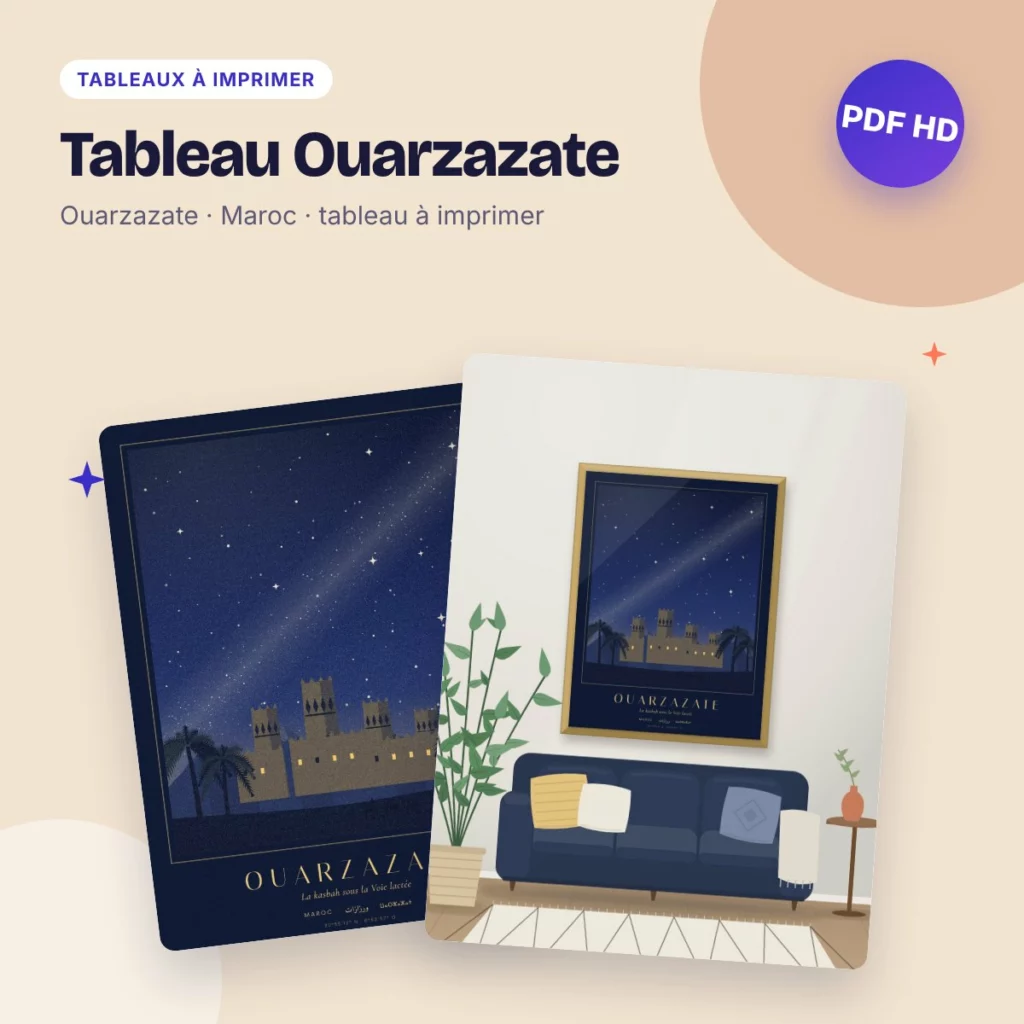 Tableau Ouarzazate – la kasbah sous la Voie lactée, PDF haute qualité