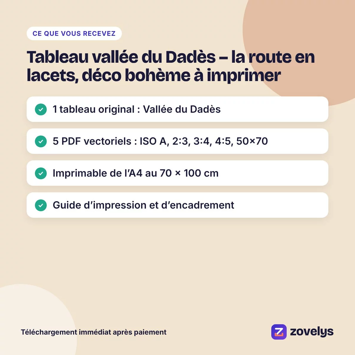 Tableau vallée du Dadès – la route en lacets, déco bohème à imprimer – aperçu 4