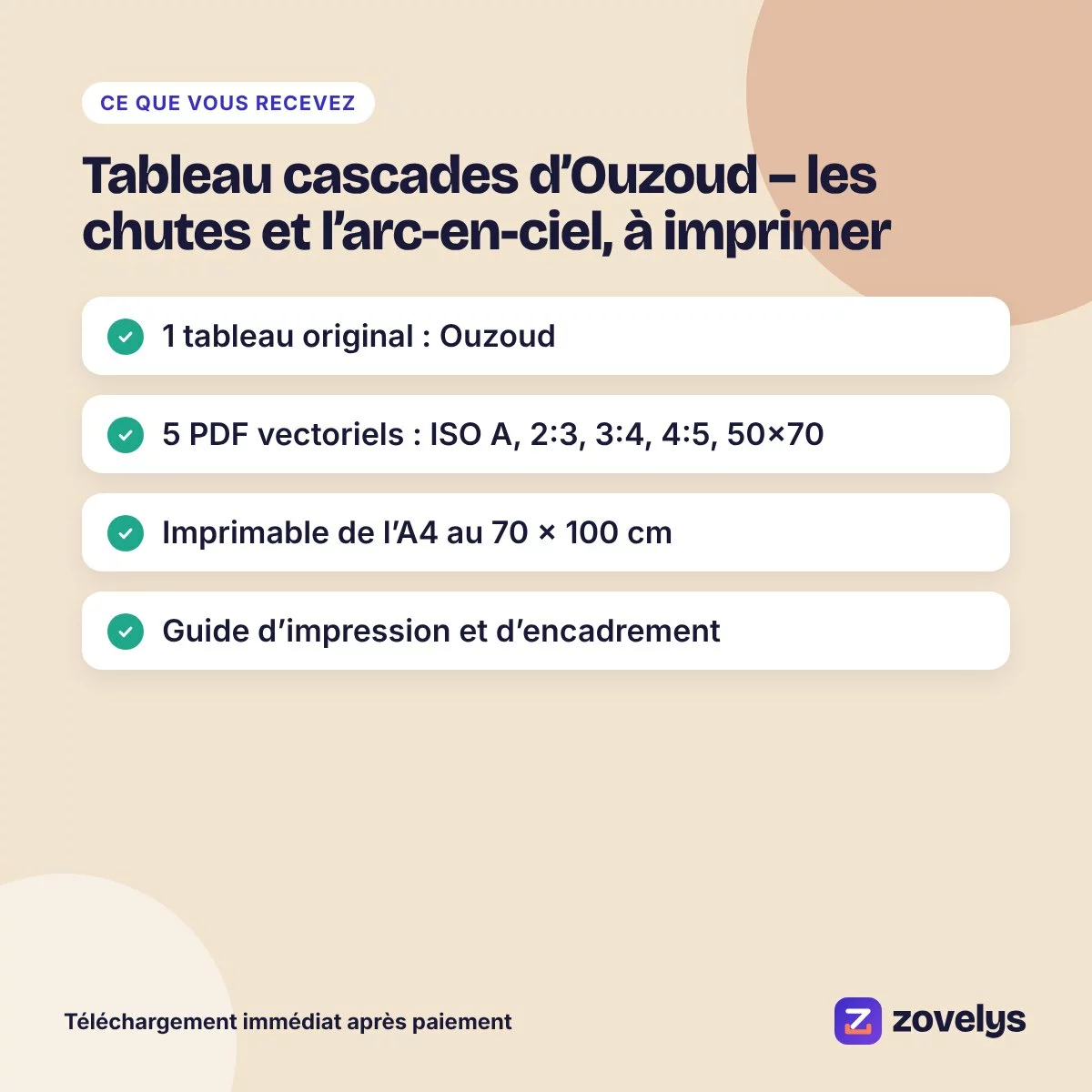 Tableau cascades d’Ouzoud – les chutes et l’arc-en-ciel, à imprimer – aperçu 4