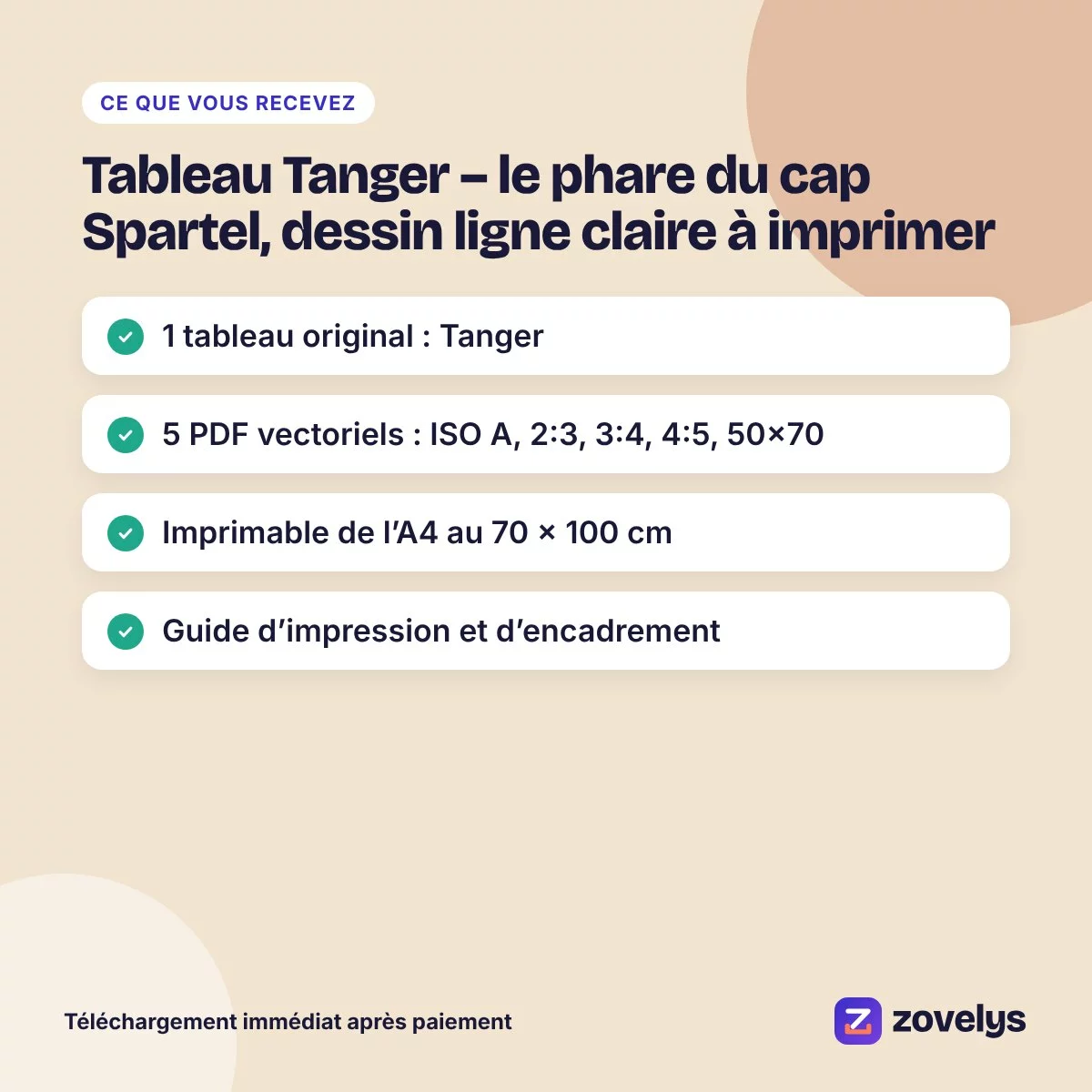 Tableau Tanger – le phare du cap Spartel, dessin ligne claire à imprimer – aperçu 4