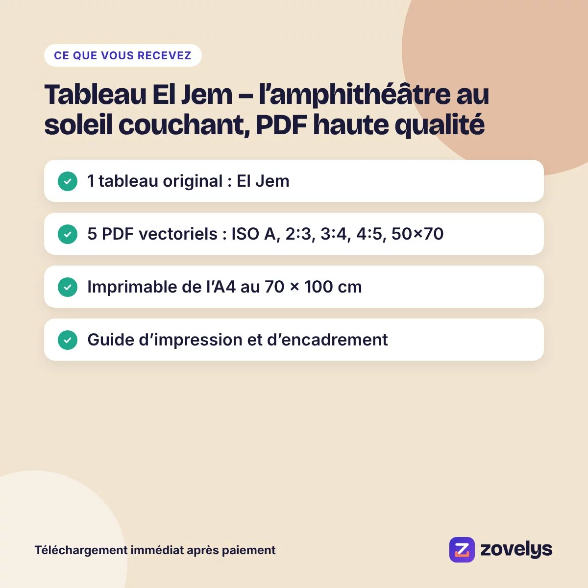 Tableau El Jem – l’amphithéâtre au soleil couchant, PDF haute qualité – aperçu 4