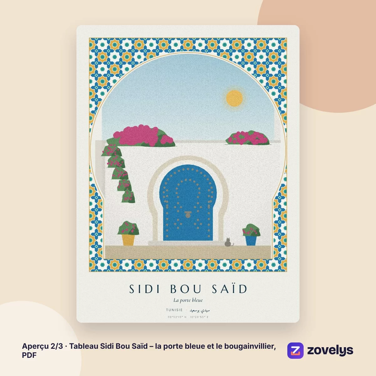 Tableau Sidi Bou Saïd – la porte bleue et le bougainvillier, PDF – aperçu 2