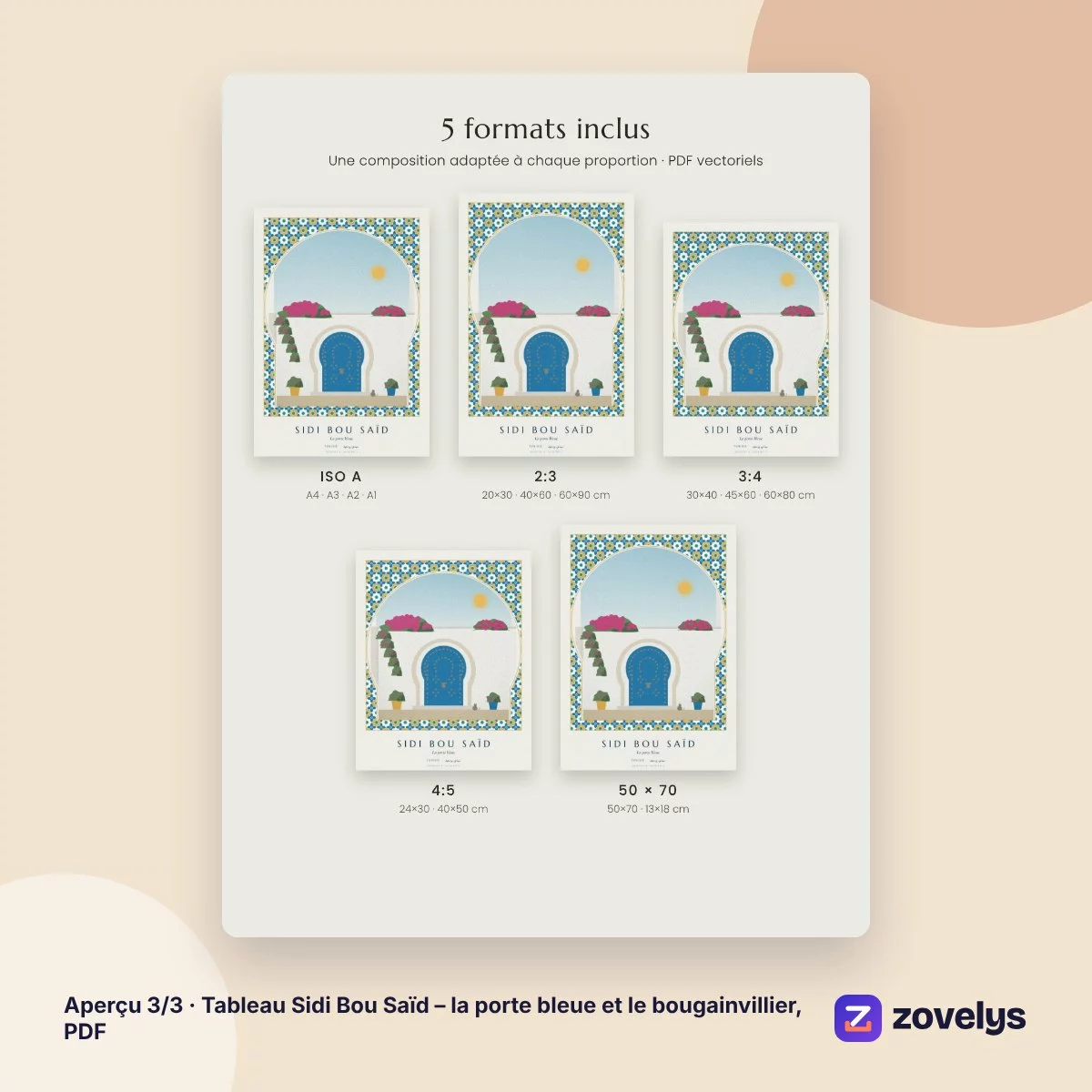 Tableau Sidi Bou Saïd – la porte bleue et le bougainvillier, PDF – aperçu 3