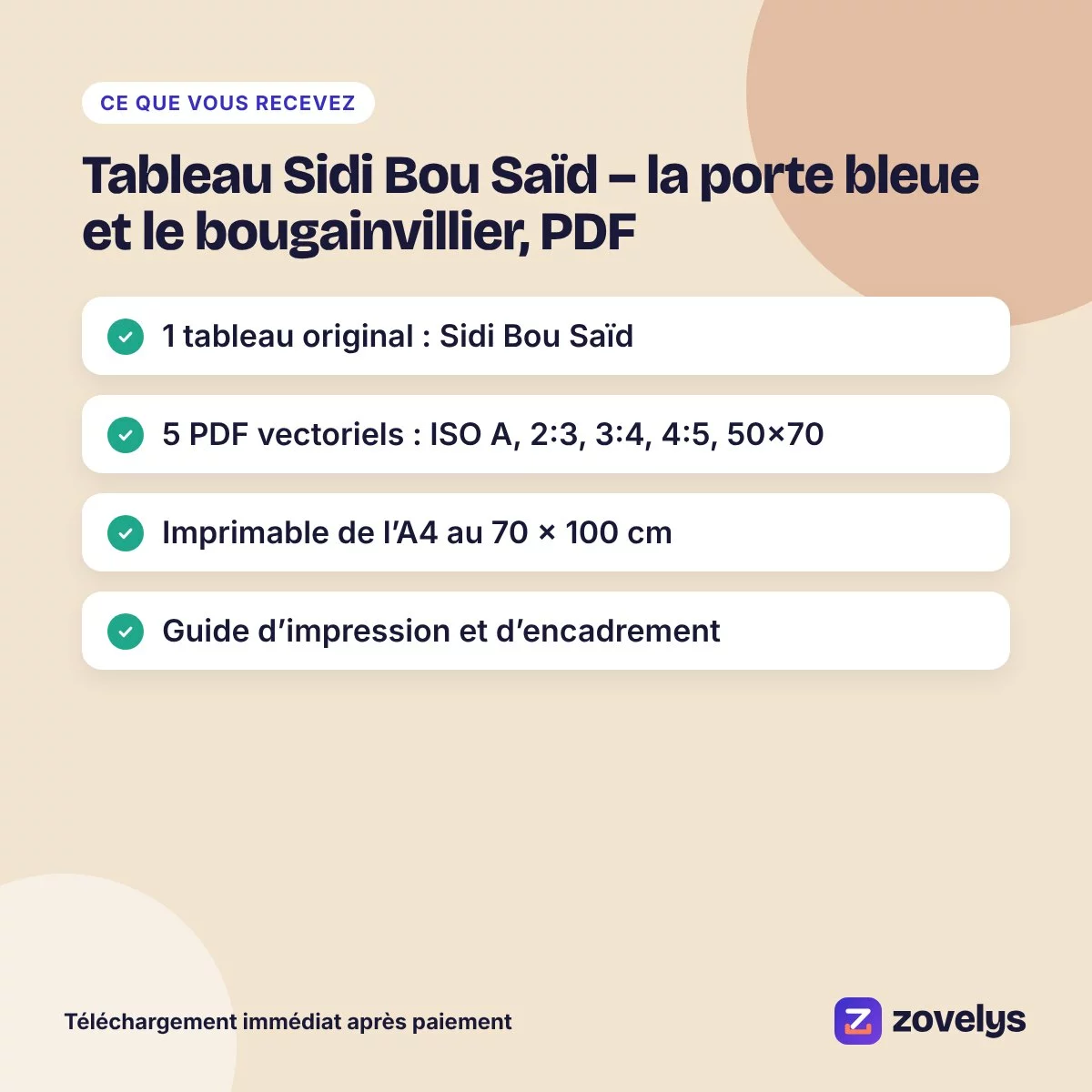 Tableau Sidi Bou Saïd – la porte bleue et le bougainvillier, PDF – aperçu 4