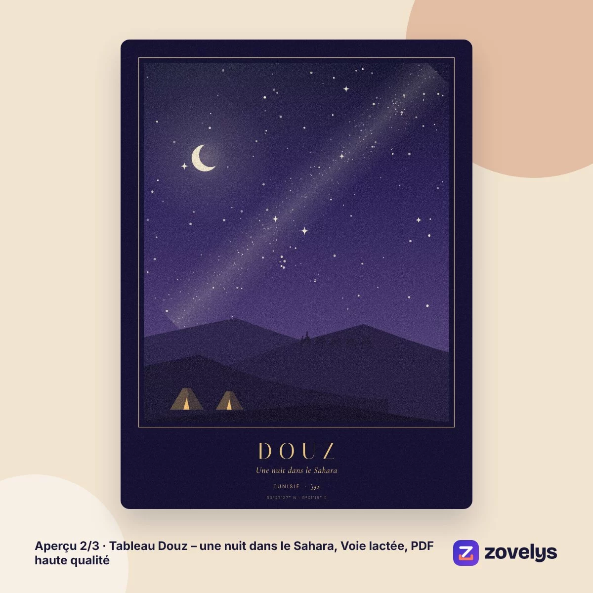 Tableau Douz – une nuit dans le Sahara, Voie lactée, PDF haute qualité – aperçu 2