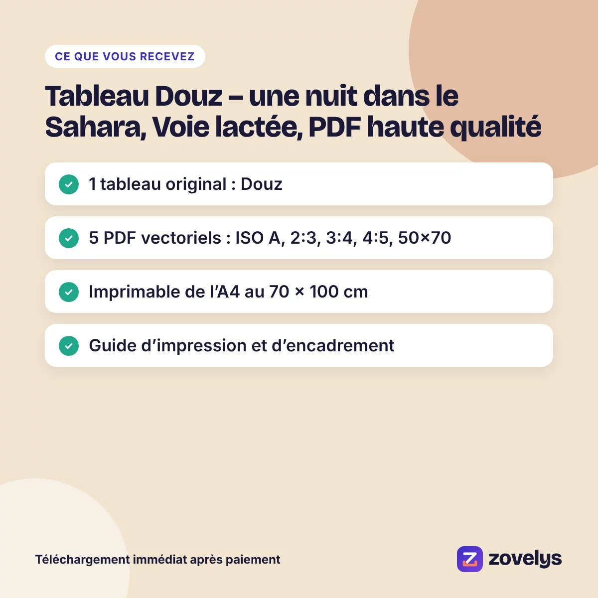 Tableau Douz – une nuit dans le Sahara, Voie lactée, PDF haute qualité – aperçu 4