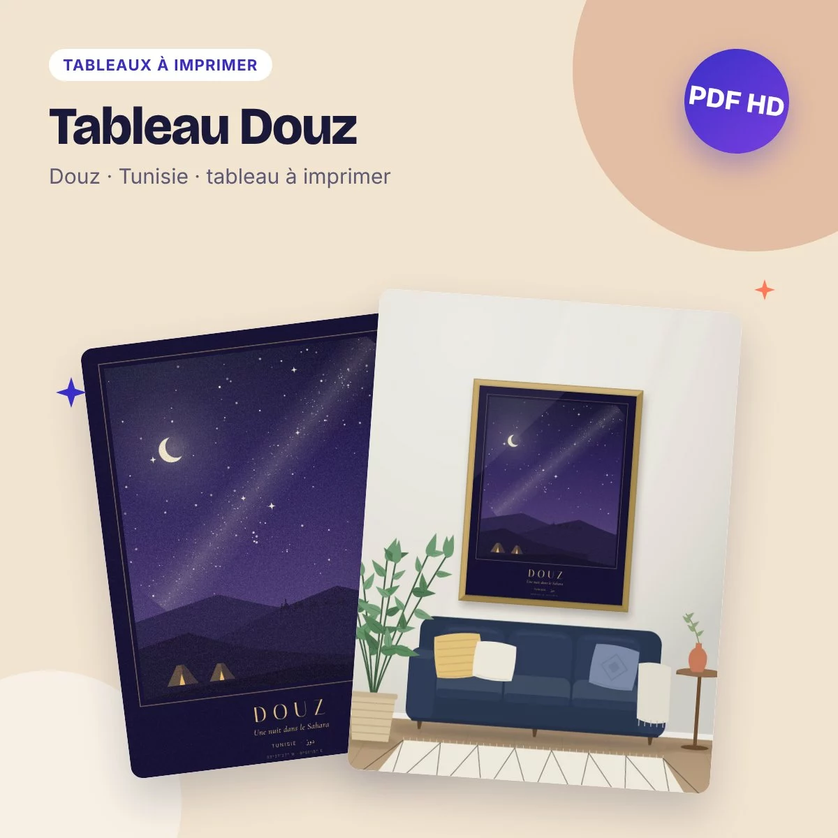 Tableau Douz – une nuit dans le Sahara, Voie lactée, PDF haute qualité