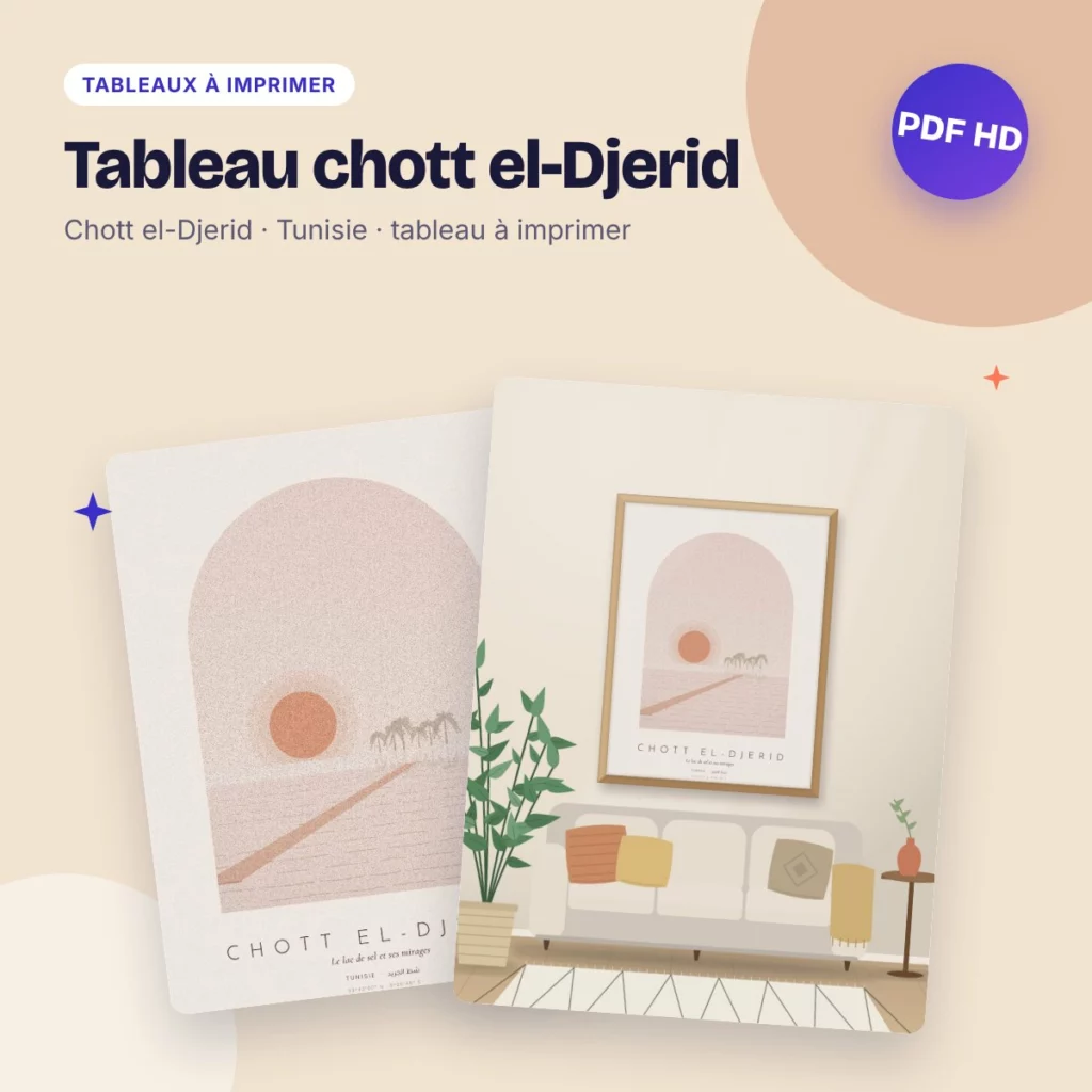 Tableau chott el-Djerid – le lac de sel et ses mirages, déco bohème