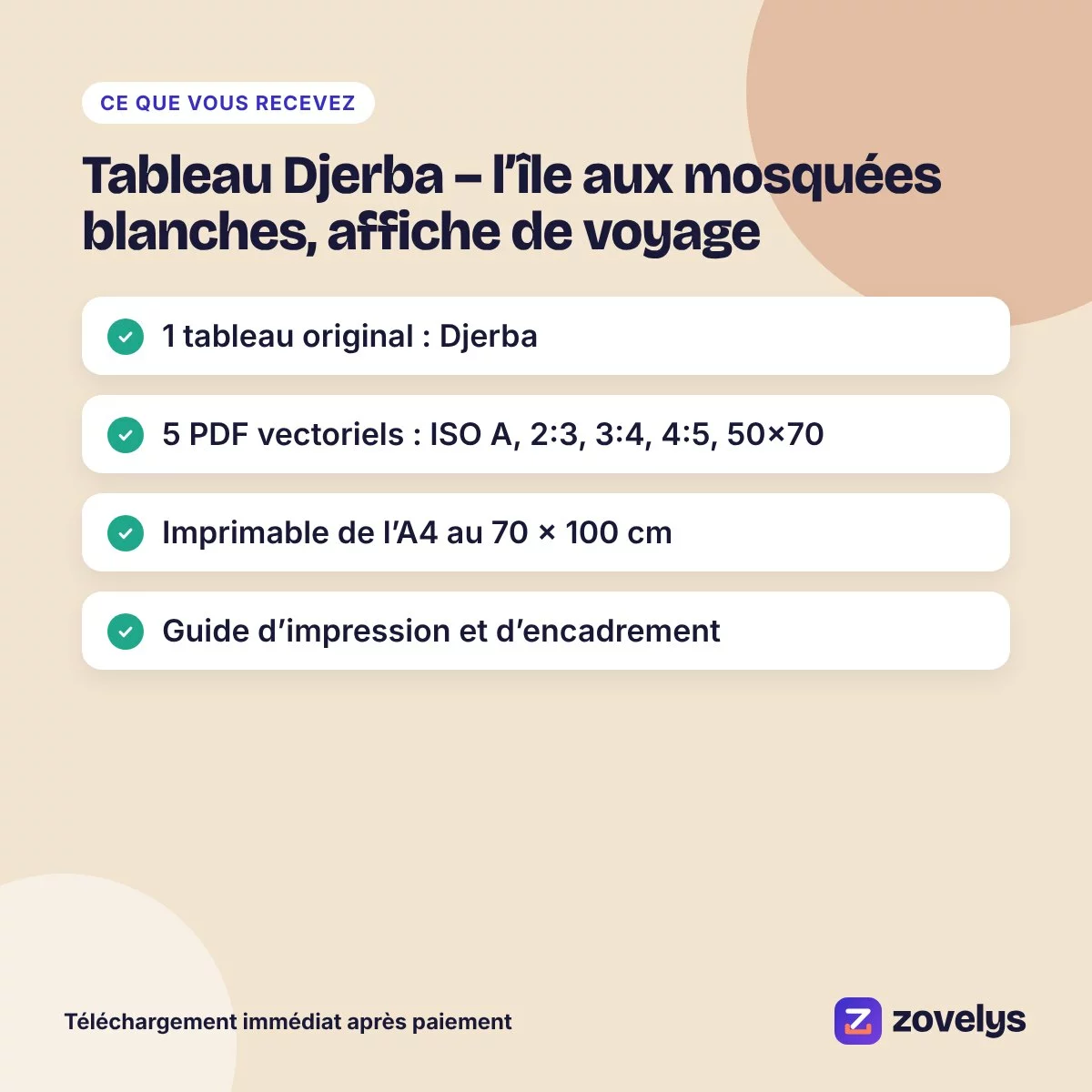 Tableau Djerba – l’île aux mosquées blanches, affiche de voyage – aperçu 4