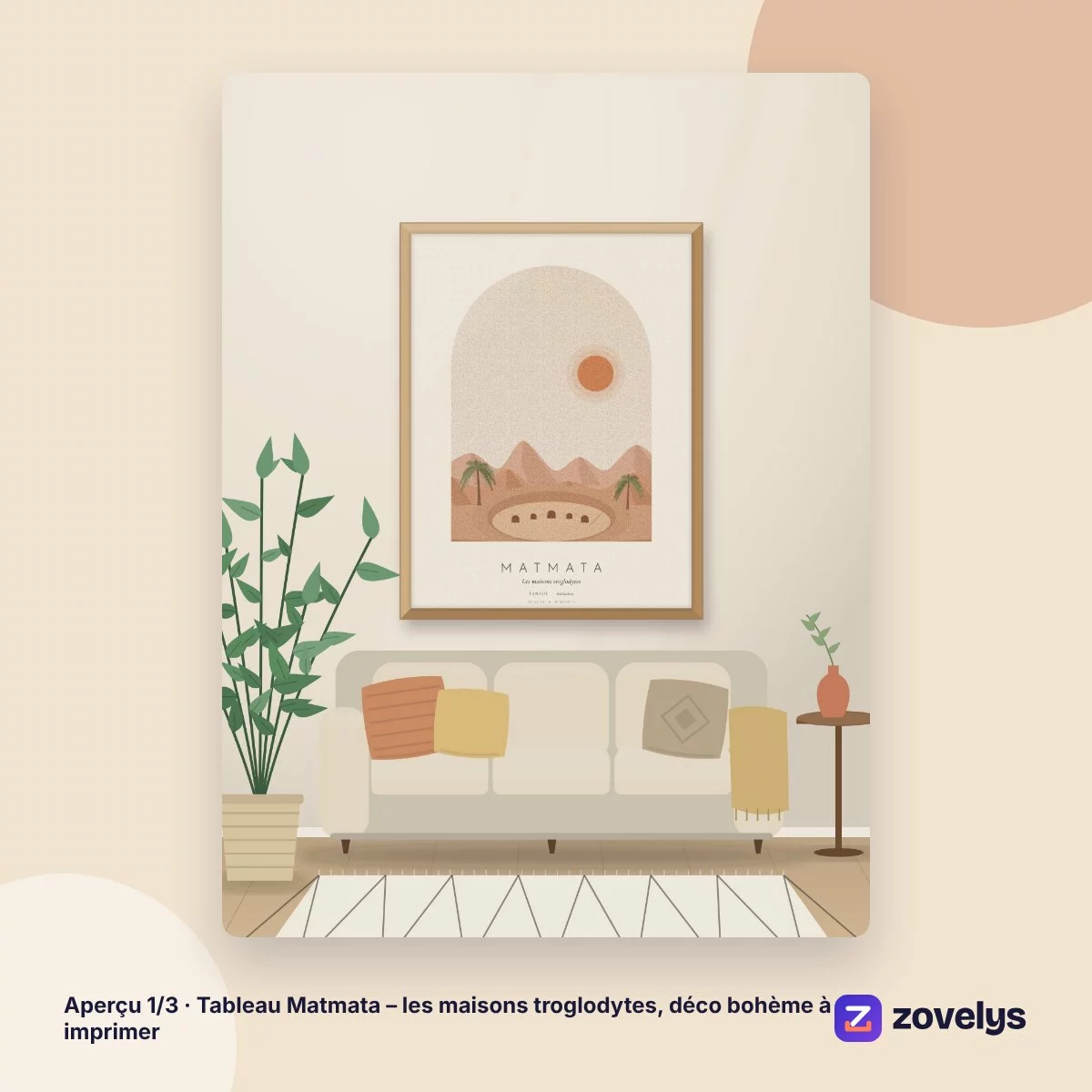 Tableau Matmata – les maisons troglodytes, déco bohème à imprimer – aperçu 1