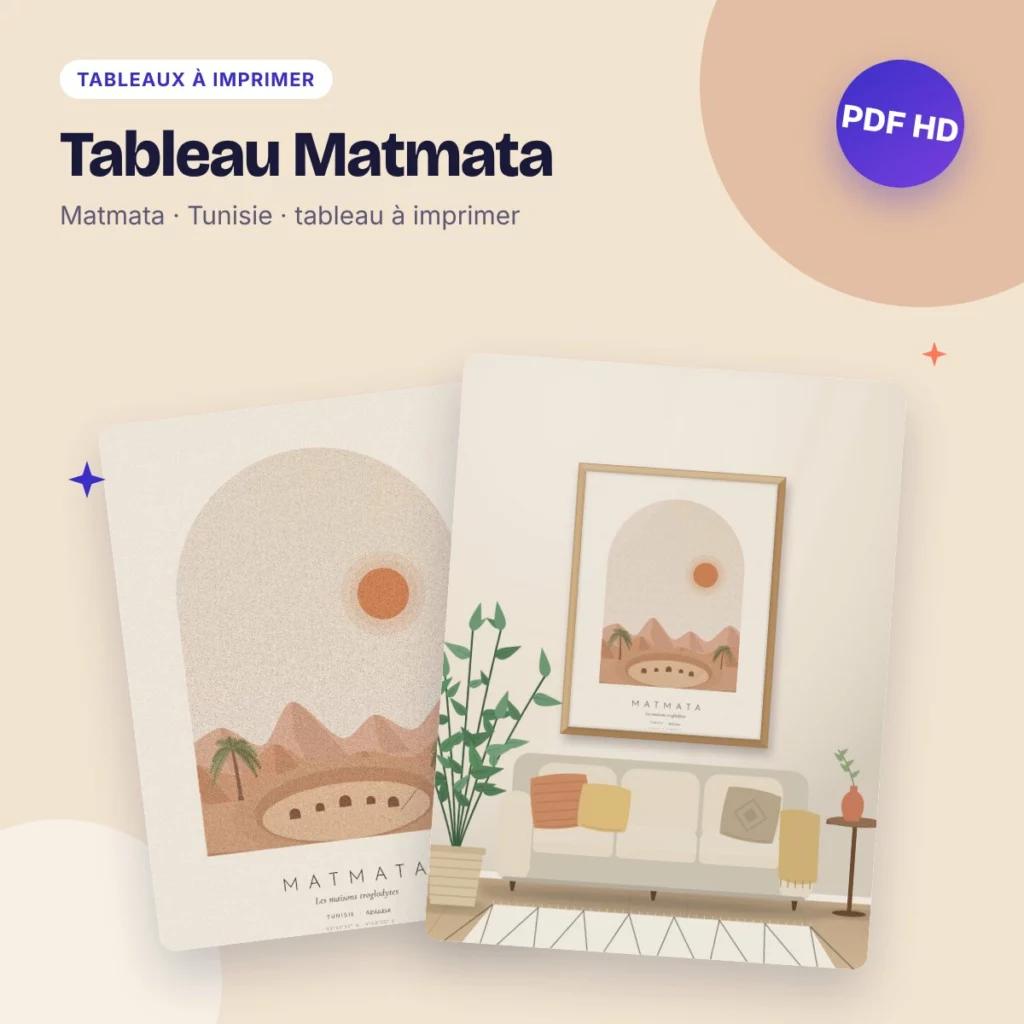 Tableau Matmata – les maisons troglodytes, déco bohème à imprimer