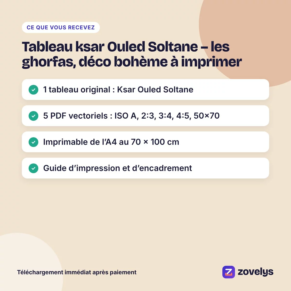 Tableau ksar Ouled Soltane – les ghorfas, déco bohème à imprimer – aperçu 4