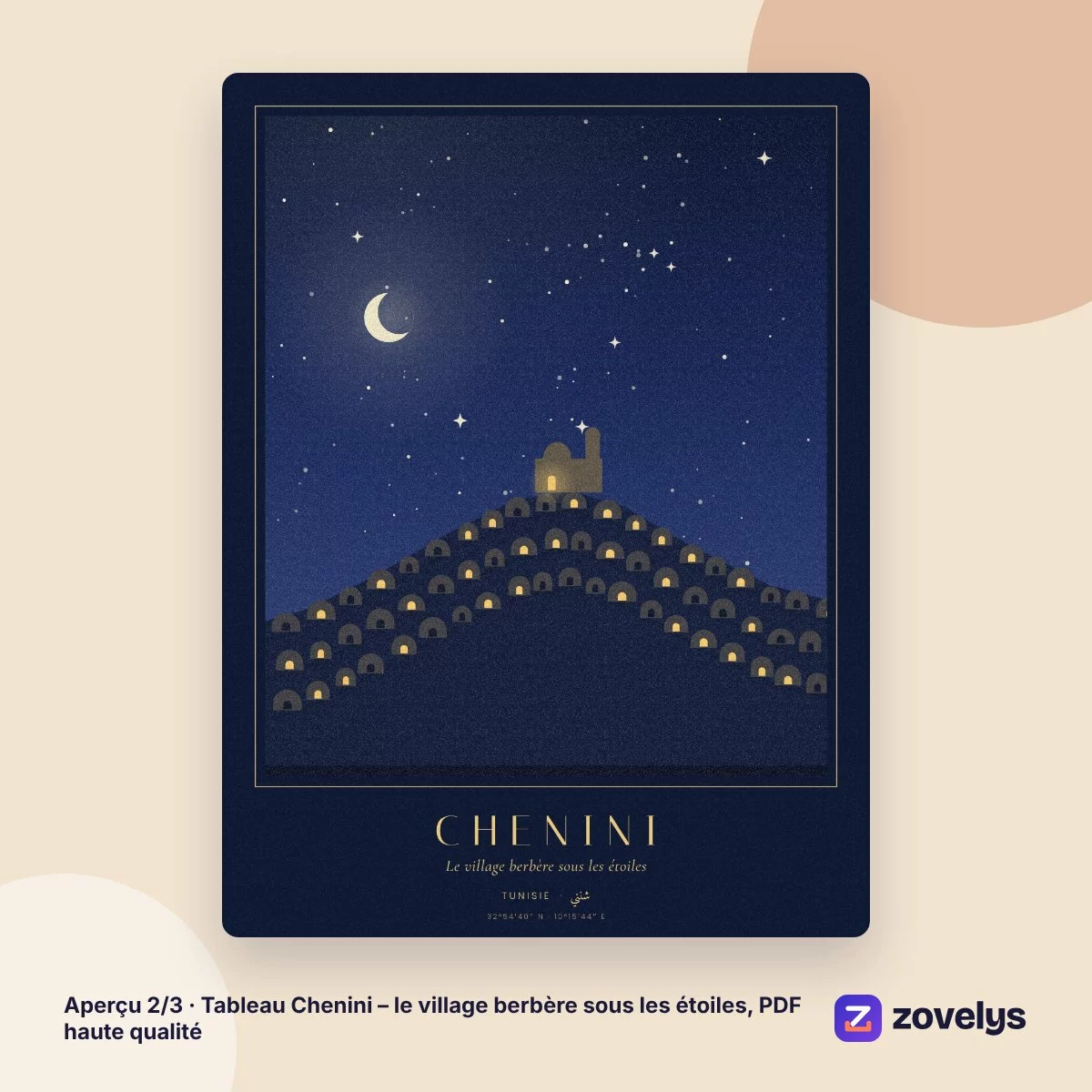 Tableau Chenini – le village berbère sous les étoiles, PDF haute qualité – aperçu 2