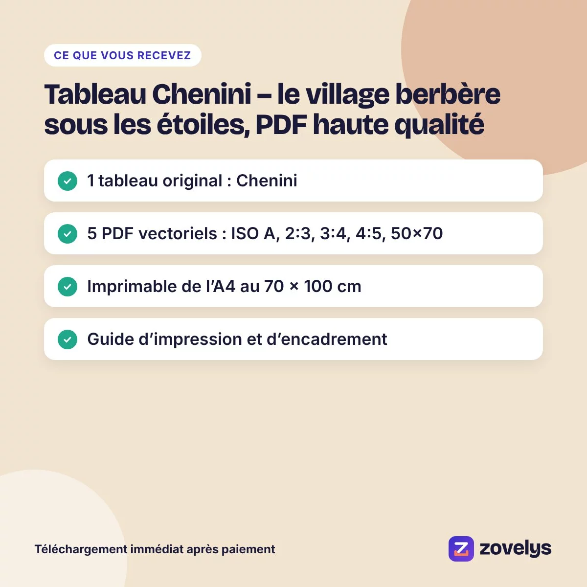 Tableau Chenini – le village berbère sous les étoiles, PDF haute qualité – aperçu 4