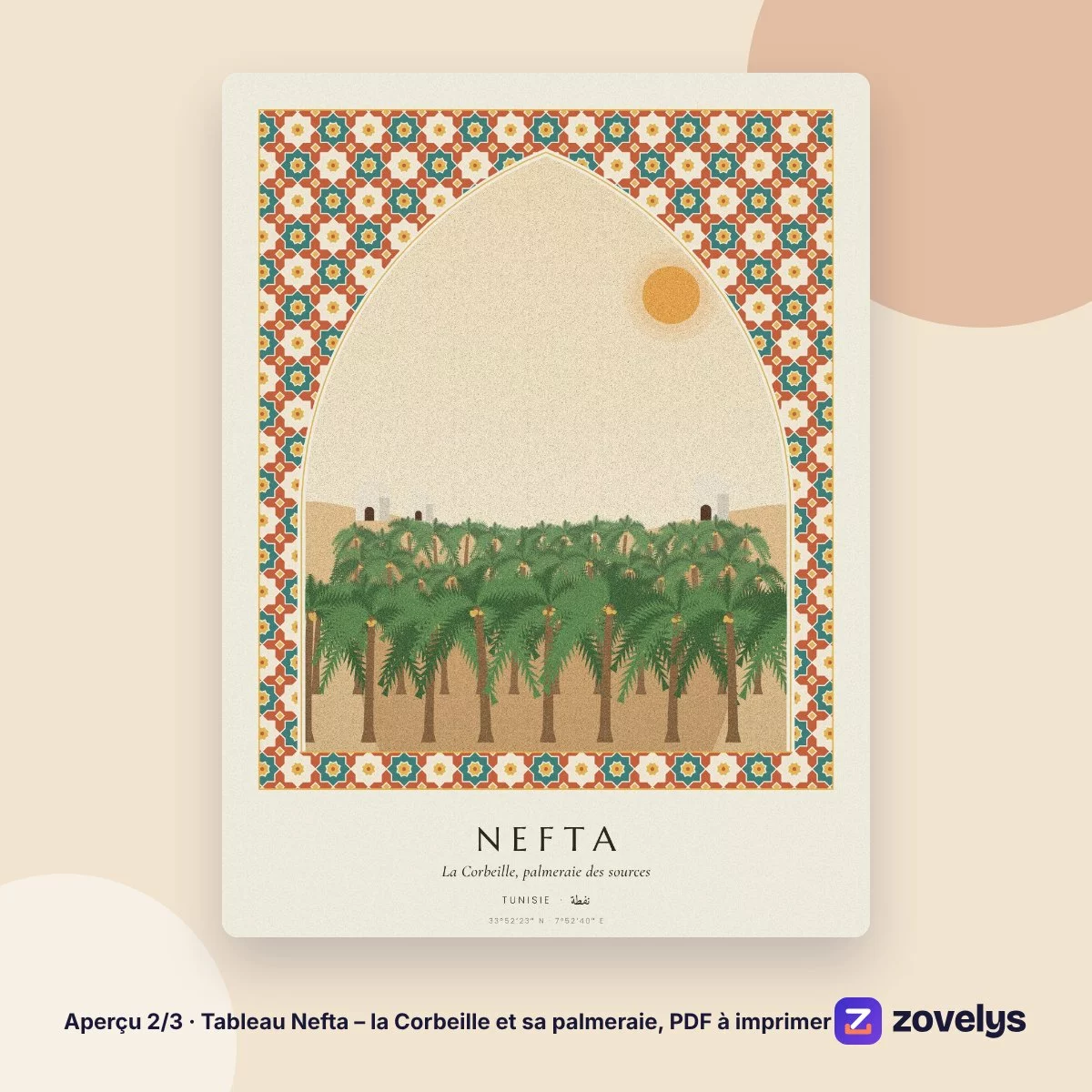 Tableau Nefta – la Corbeille et sa palmeraie, PDF à imprimer – aperçu 2
