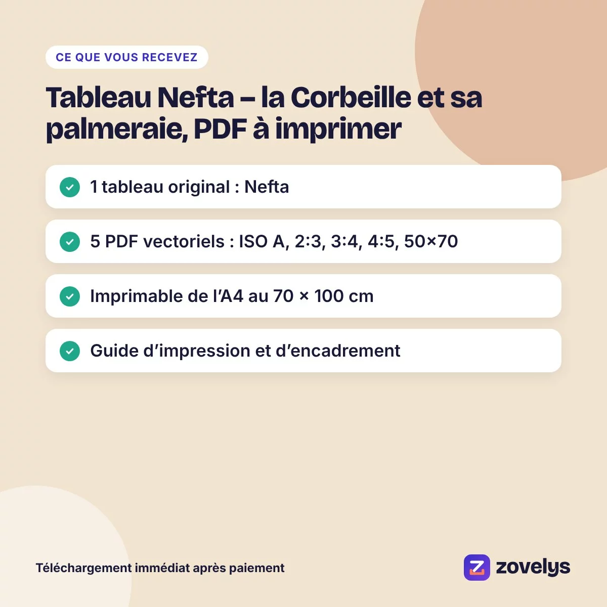 Tableau Nefta – la Corbeille et sa palmeraie, PDF à imprimer – aperçu 4