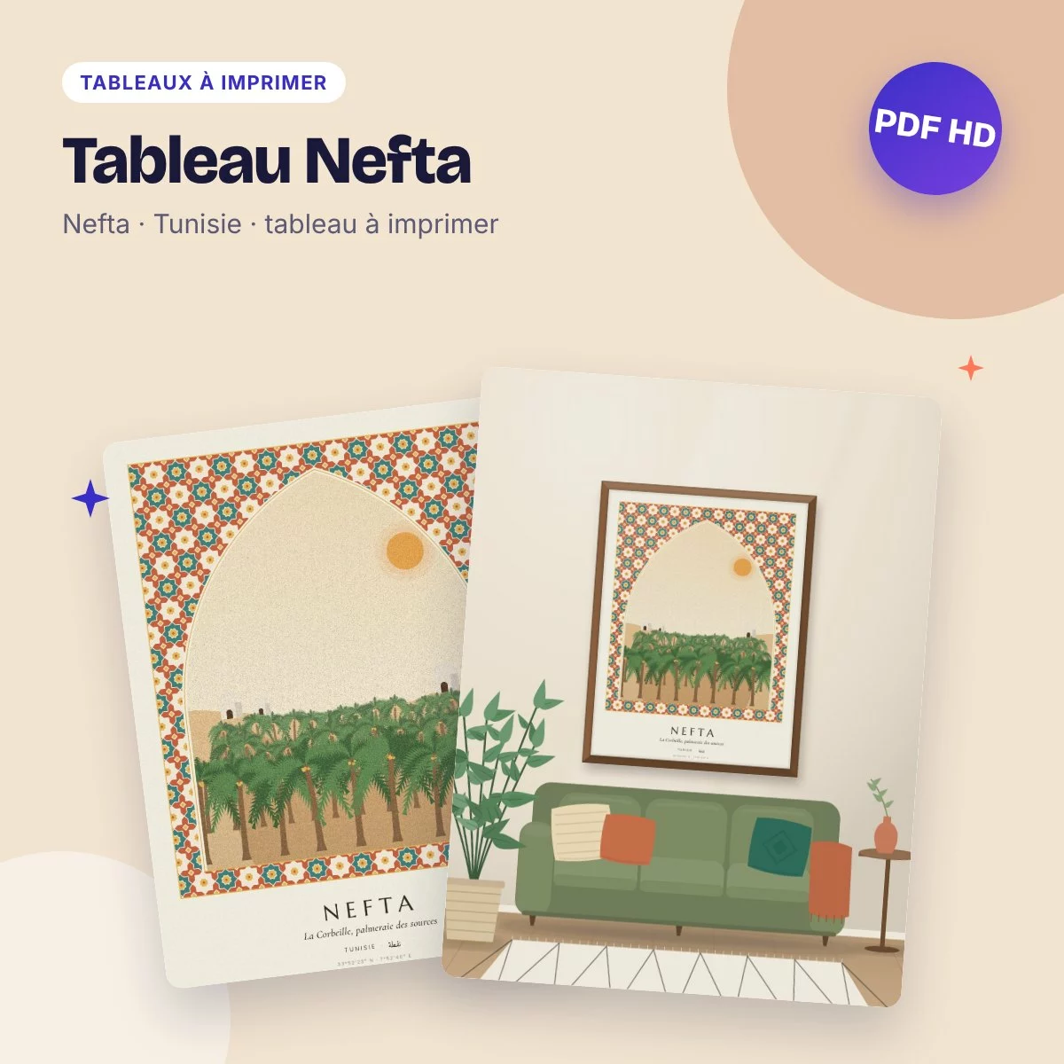 Tableau Nefta – la Corbeille et sa palmeraie, PDF à imprimer