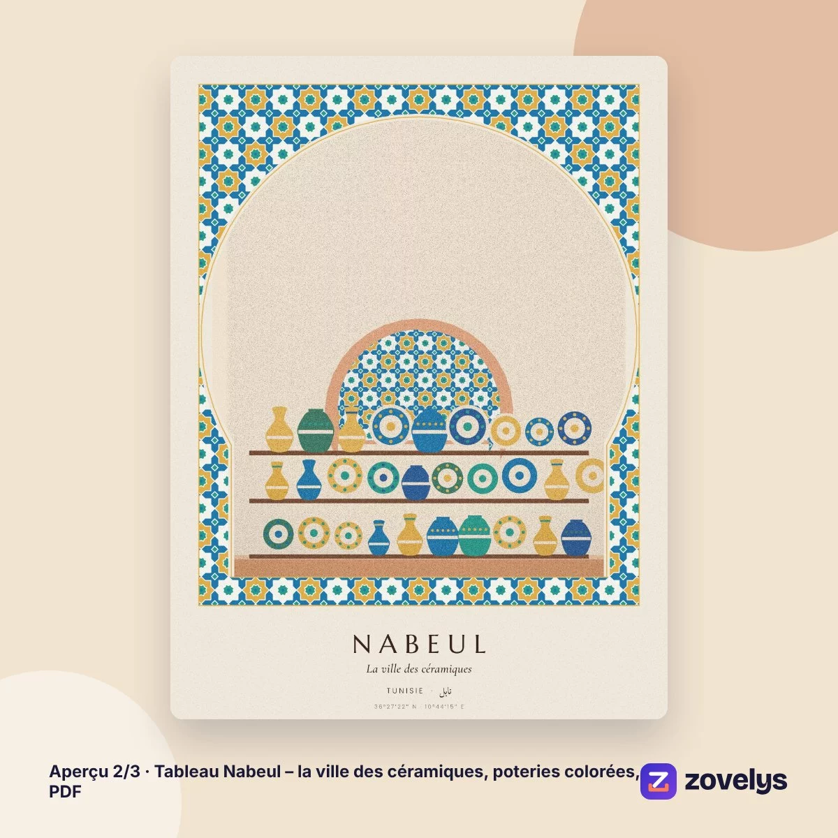 Tableau Nabeul – la ville des céramiques, poteries colorées, PDF – aperçu 2