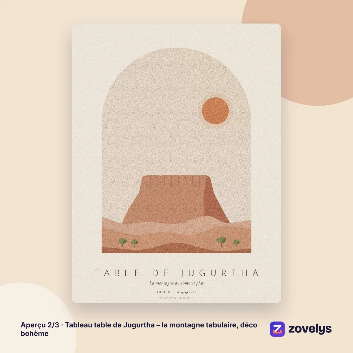 Tableau table de Jugurtha – la montagne tabulaire, déco bohème – aperçu 2