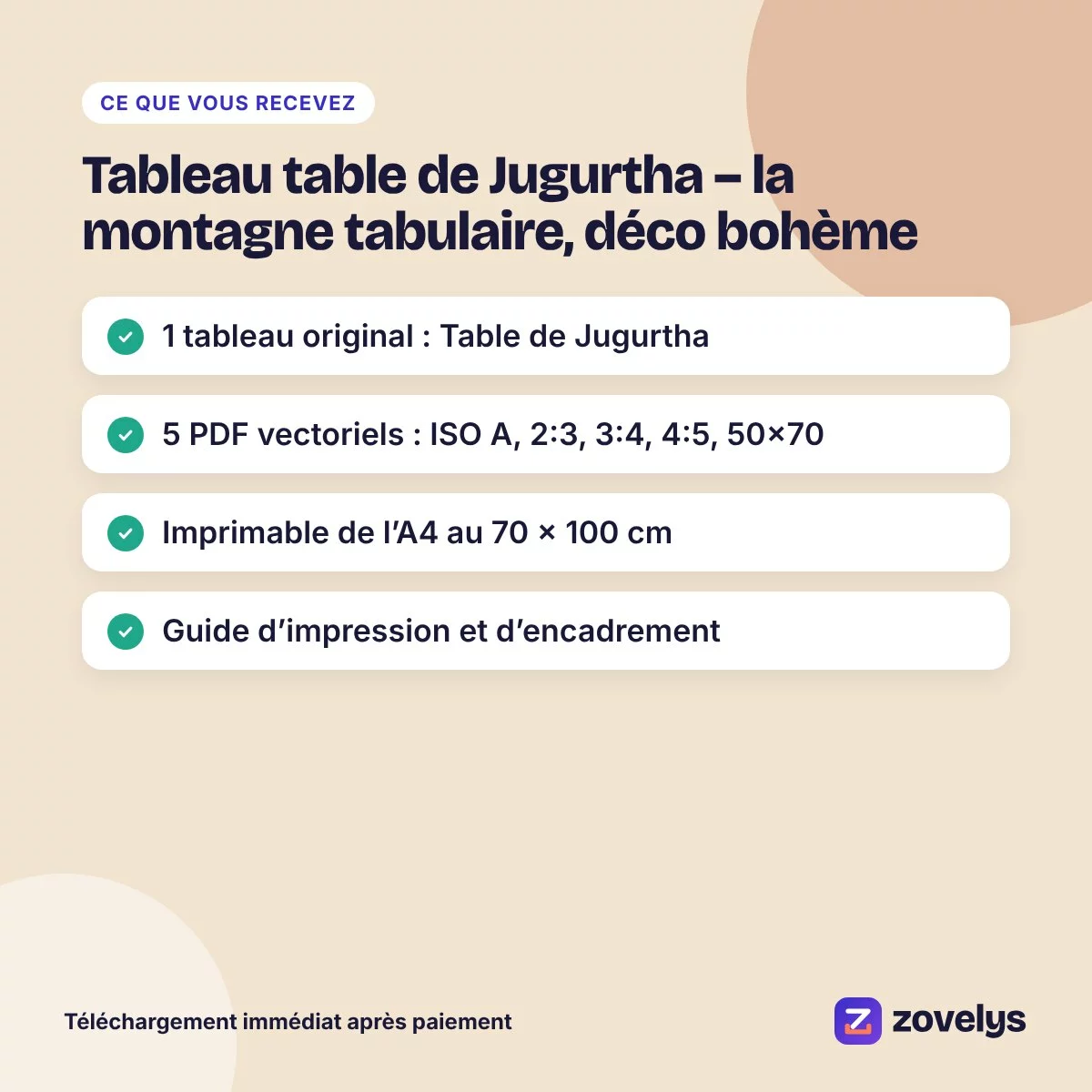 Tableau table de Jugurtha – la montagne tabulaire, déco bohème – aperçu 4