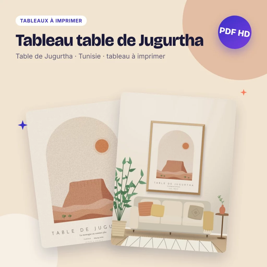 Tableau table de Jugurtha – la montagne tabulaire, déco bohème