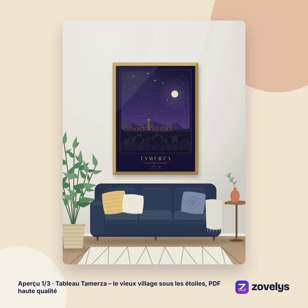 Tableau Tamerza – le vieux village sous les étoiles, PDF haute qualité – aperçu 1