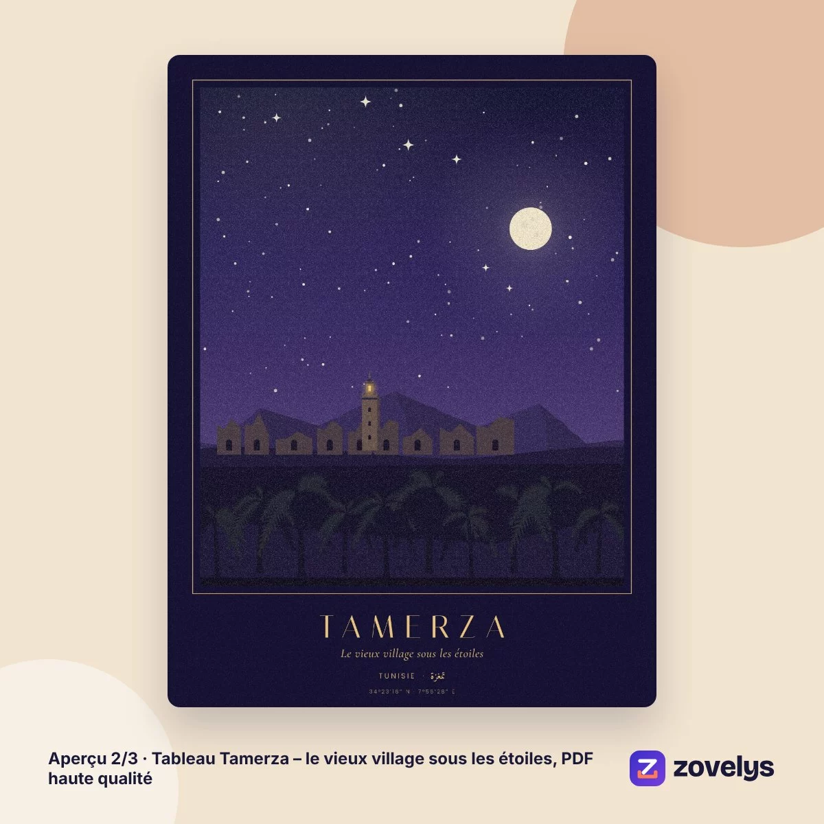 Tableau Tamerza – le vieux village sous les étoiles, PDF haute qualité – aperçu 2