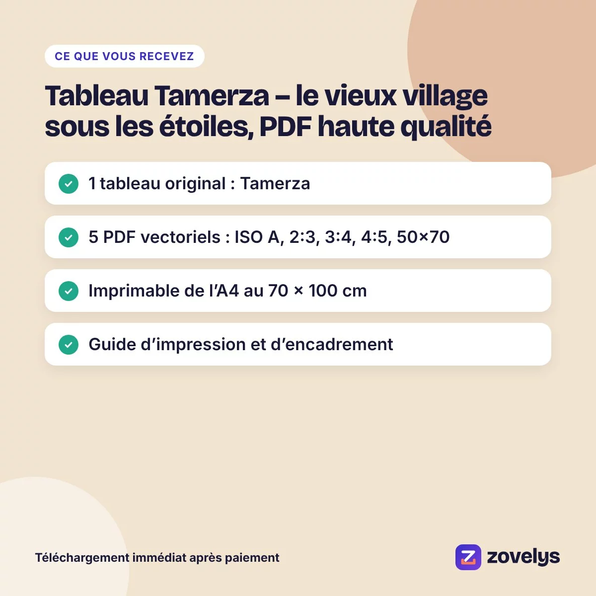 Tableau Tamerza – le vieux village sous les étoiles, PDF haute qualité – aperçu 4