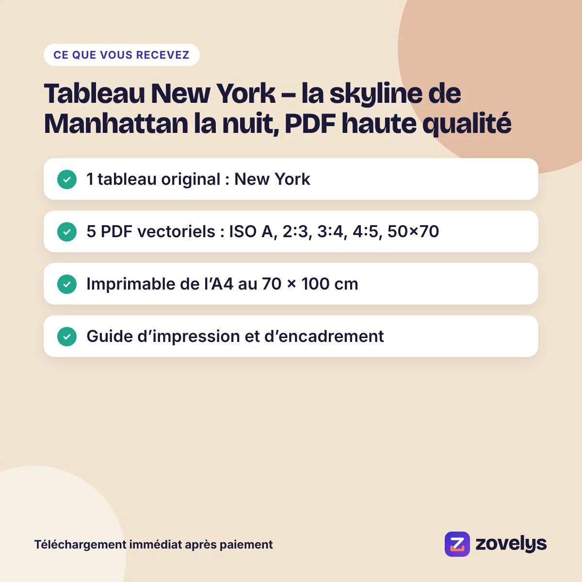 Tableau New York – la skyline de Manhattan la nuit, PDF haute qualité – aperçu 4