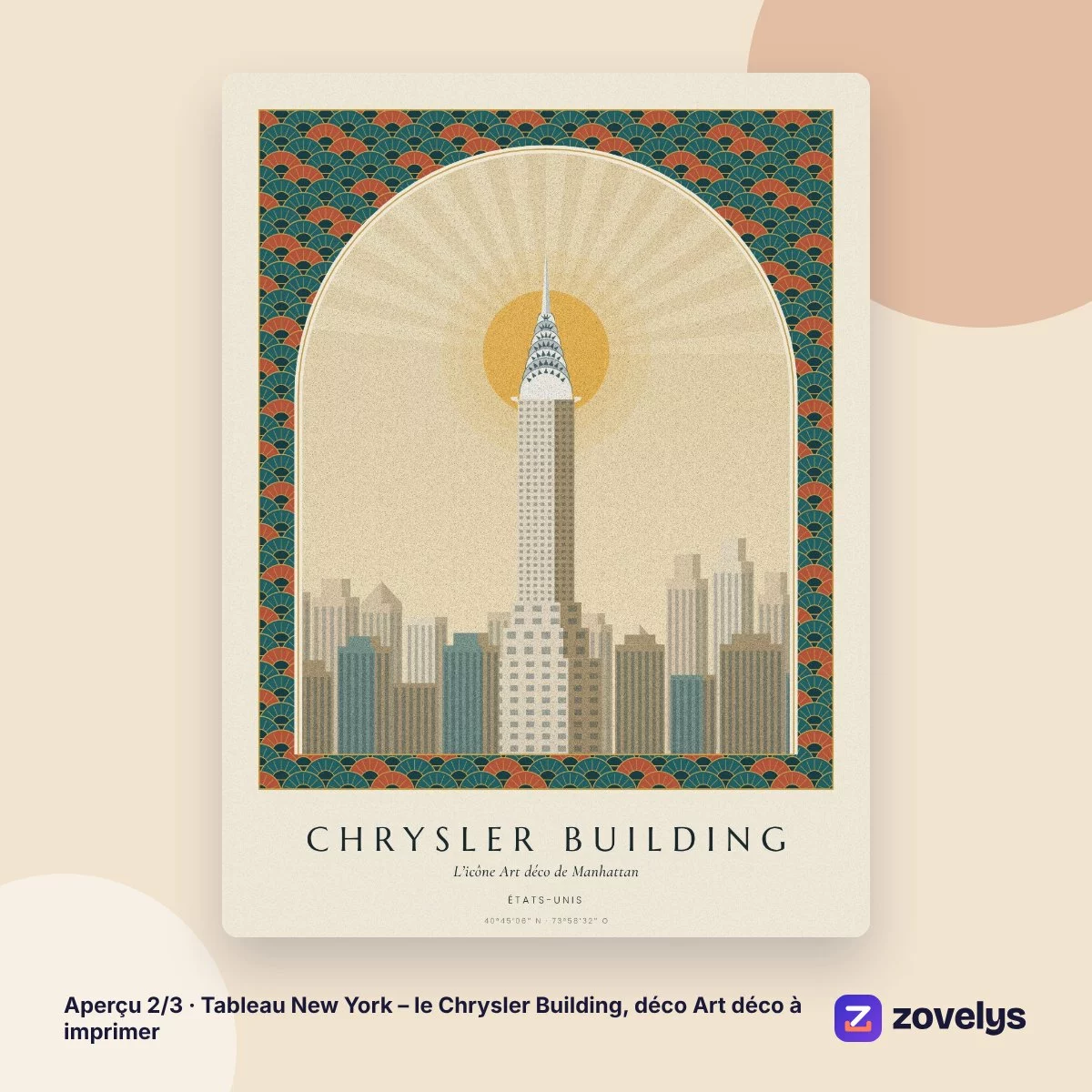 Tableau New York – le Chrysler Building, déco Art déco à imprimer – aperçu 2