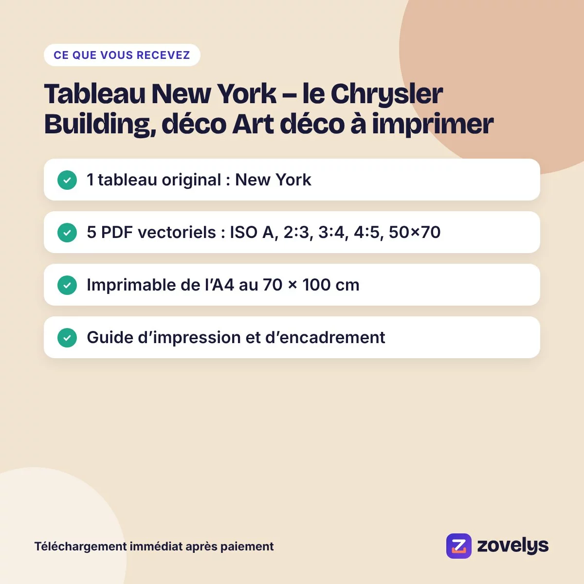Tableau New York – le Chrysler Building, déco Art déco à imprimer – aperçu 4