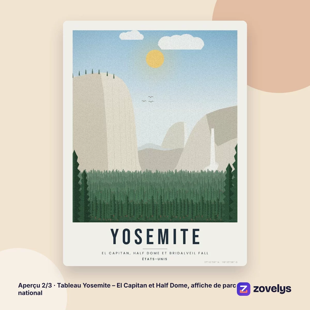 Tableau Yosemite – El Capitan et Half Dome, affiche de parc national – aperçu 2