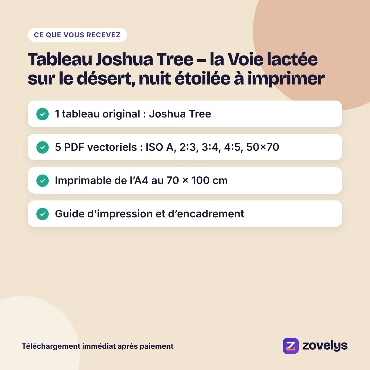 Tableau Joshua Tree – la Voie lactée sur le désert, nuit étoilée à imprimer – aperçu 4