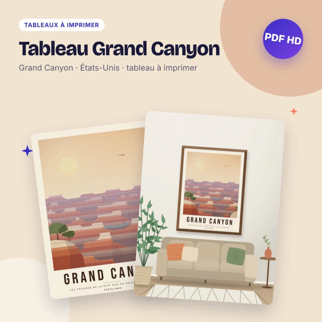 Tableau Grand Canyon – la rive sud au soleil couchant, affiche à imprimer