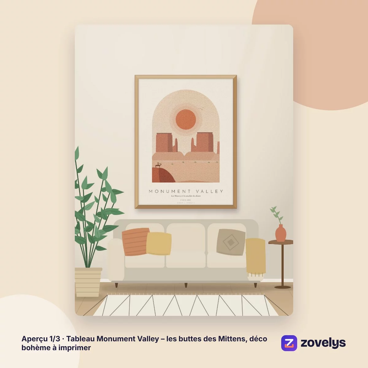Tableau Monument Valley – les buttes des Mittens, déco bohème à imprimer – aperçu 1