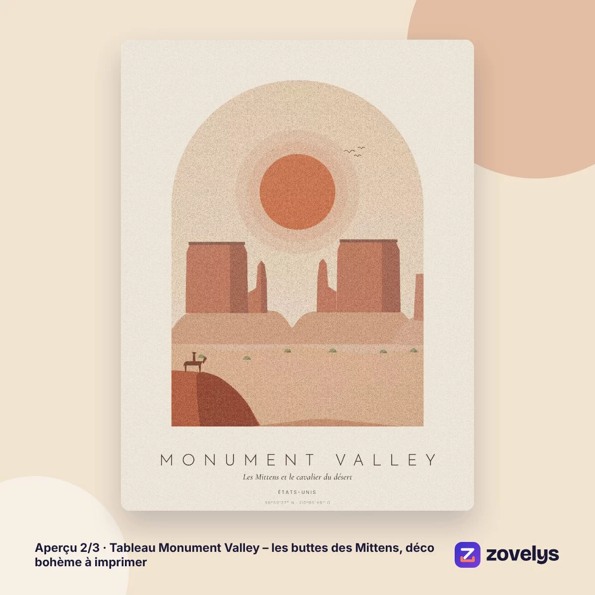 Tableau Monument Valley – les buttes des Mittens, déco bohème à imprimer – aperçu 2