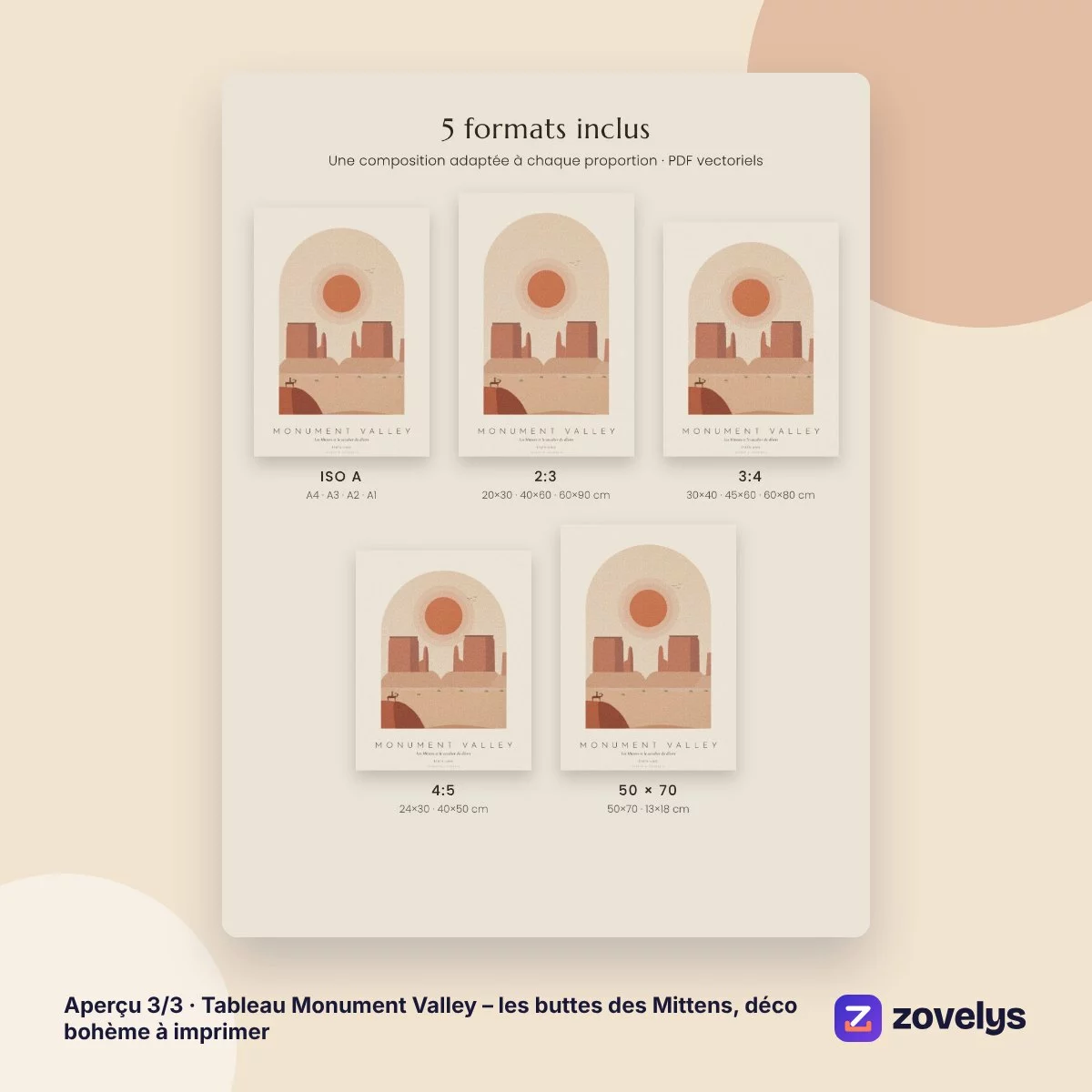 Tableau Monument Valley – les buttes des Mittens, déco bohème à imprimer – aperçu 3