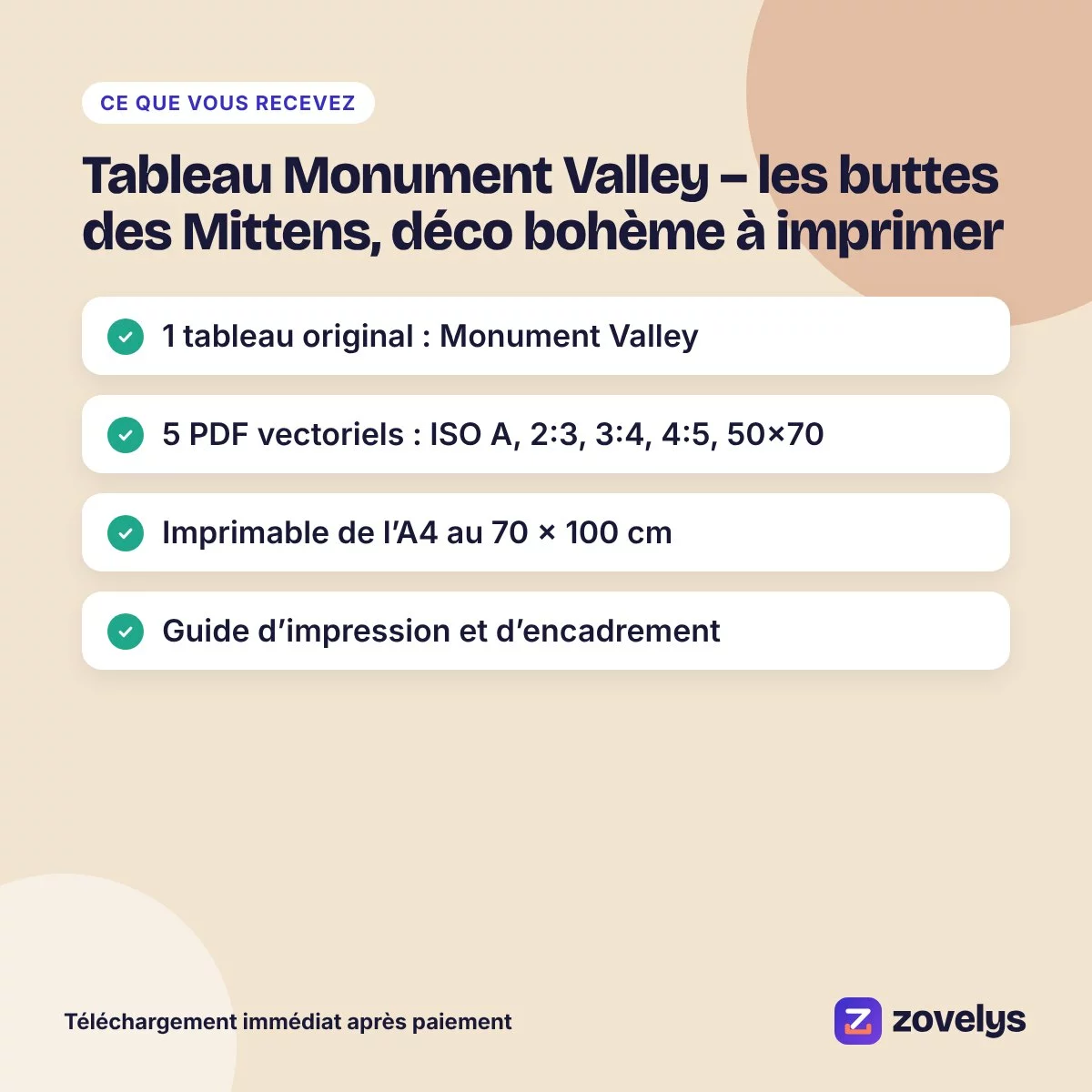 Tableau Monument Valley – les buttes des Mittens, déco bohème à imprimer – aperçu 4