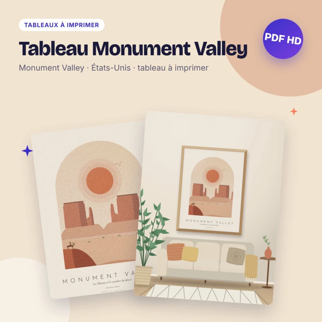Tableau Monument Valley – les buttes des Mittens, déco bohème à imprimer