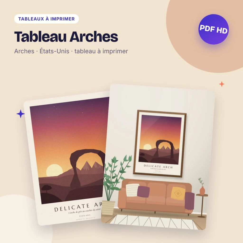 Tableau Arches – Delicate Arch au coucher du soleil, PDF haute qualité