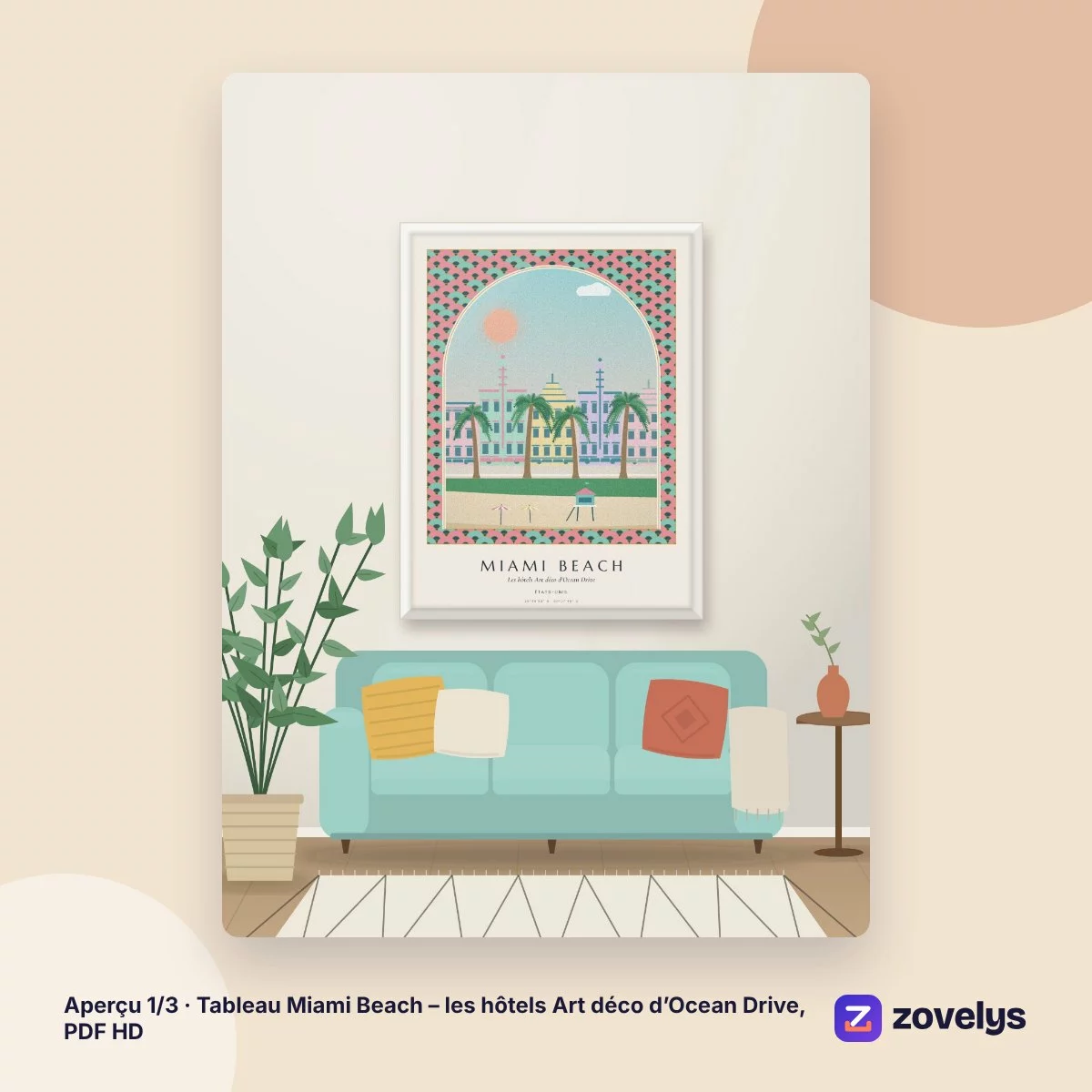 Tableau Miami Beach – les hôtels Art déco d’Ocean Drive, PDF HD – aperçu 1