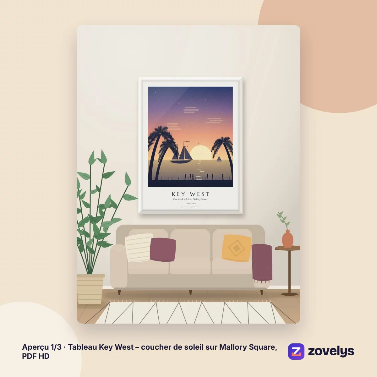 Tableau Key West – coucher de soleil sur Mallory Square, PDF HD – aperçu 1