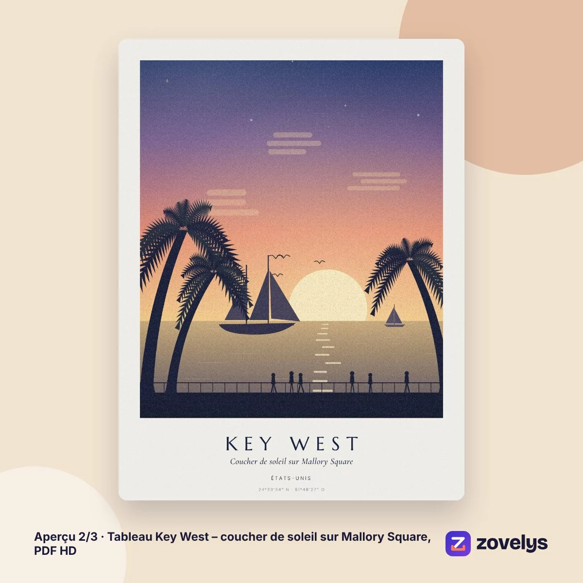 Tableau Key West – coucher de soleil sur Mallory Square, PDF HD – aperçu 2
