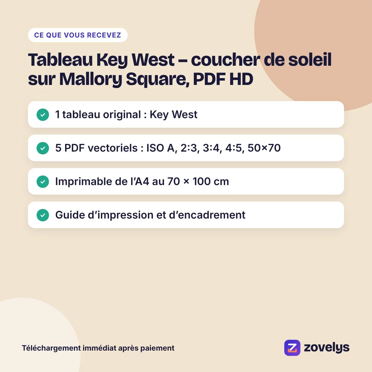 Tableau Key West – coucher de soleil sur Mallory Square, PDF HD – aperçu 4