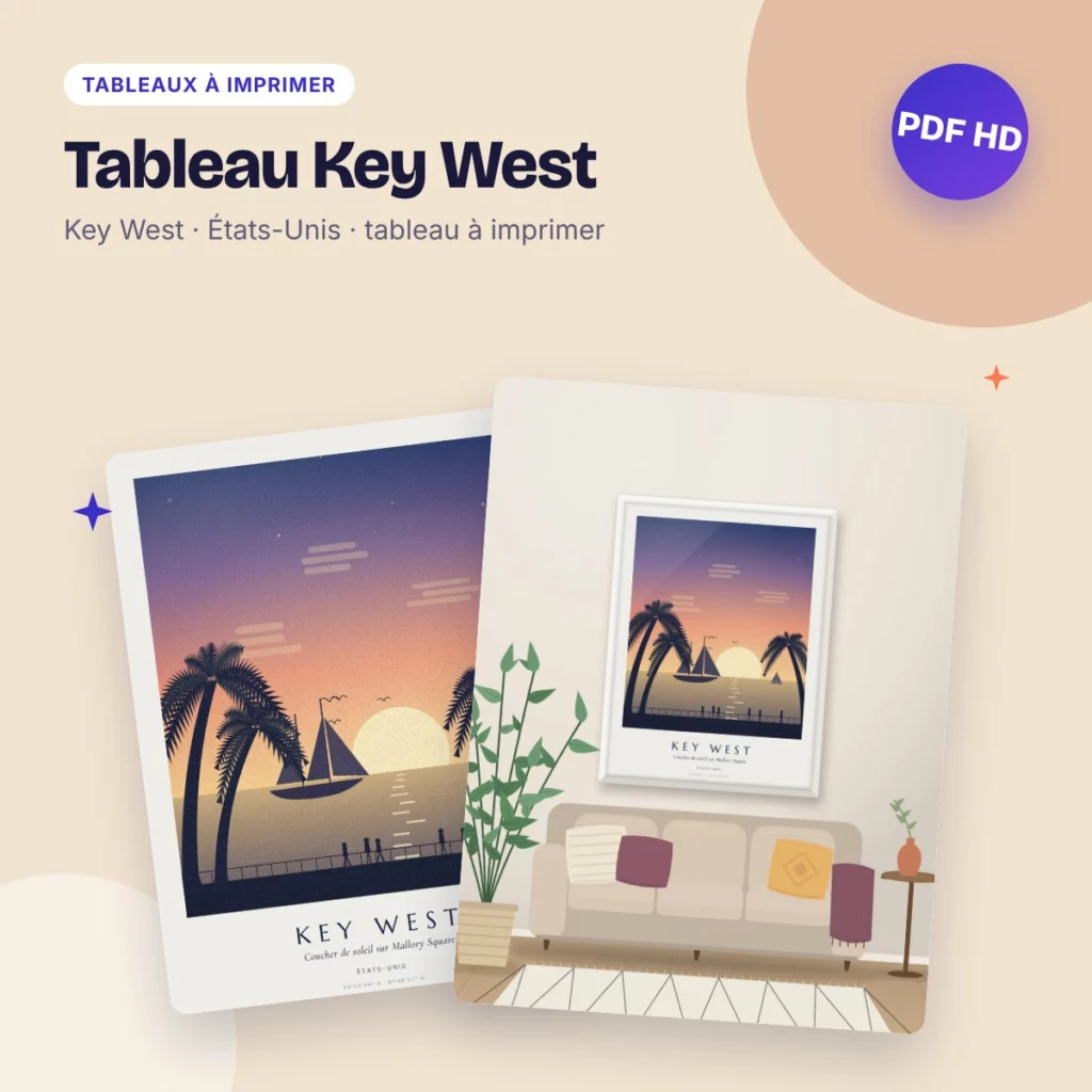 Tableau Key West – coucher de soleil sur Mallory Square, PDF HD