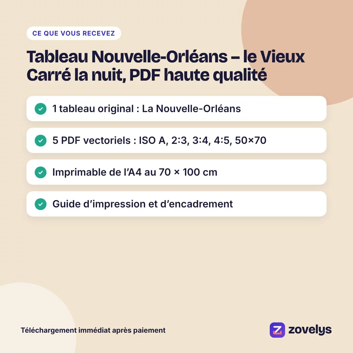 Tableau Nouvelle-Orléans – le Vieux Carré la nuit, PDF haute qualité – aperçu 4