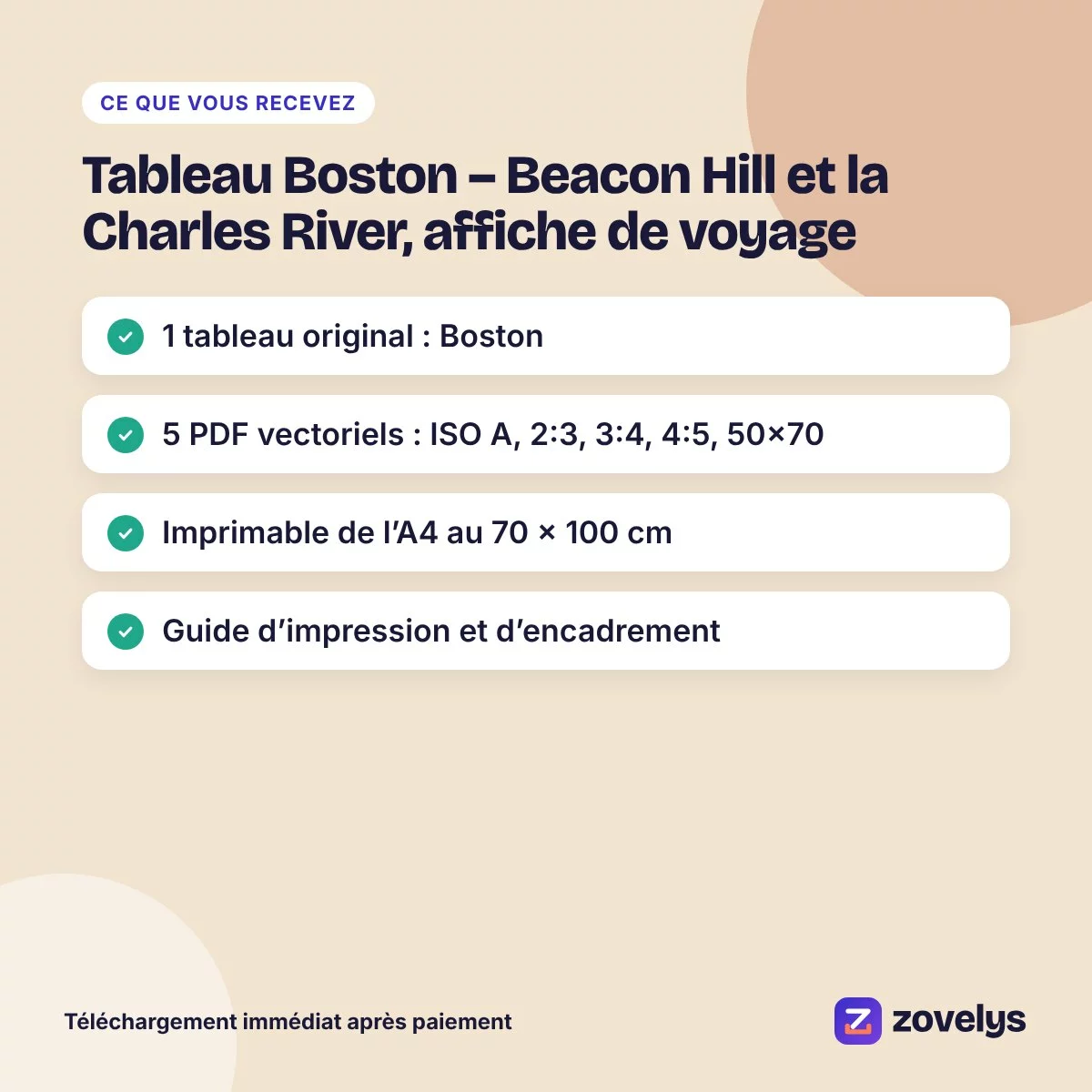 Tableau Boston – Beacon Hill et la Charles River, affiche de voyage – aperçu 4