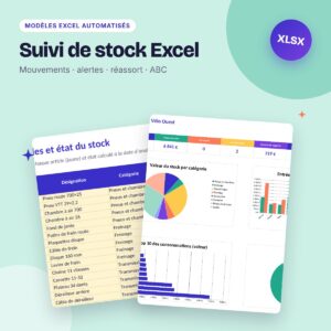 Suivi de stock Excel – entrées, sorties, alertes, réapprovisionnement et ABC